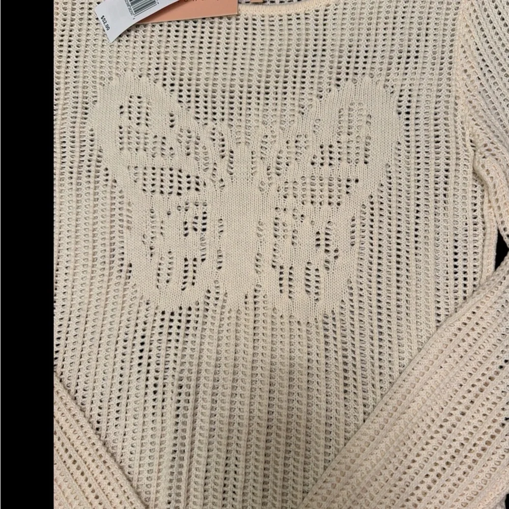 Evolutionary Cream Crochet Butterfly Sweater NWT Boho Size M